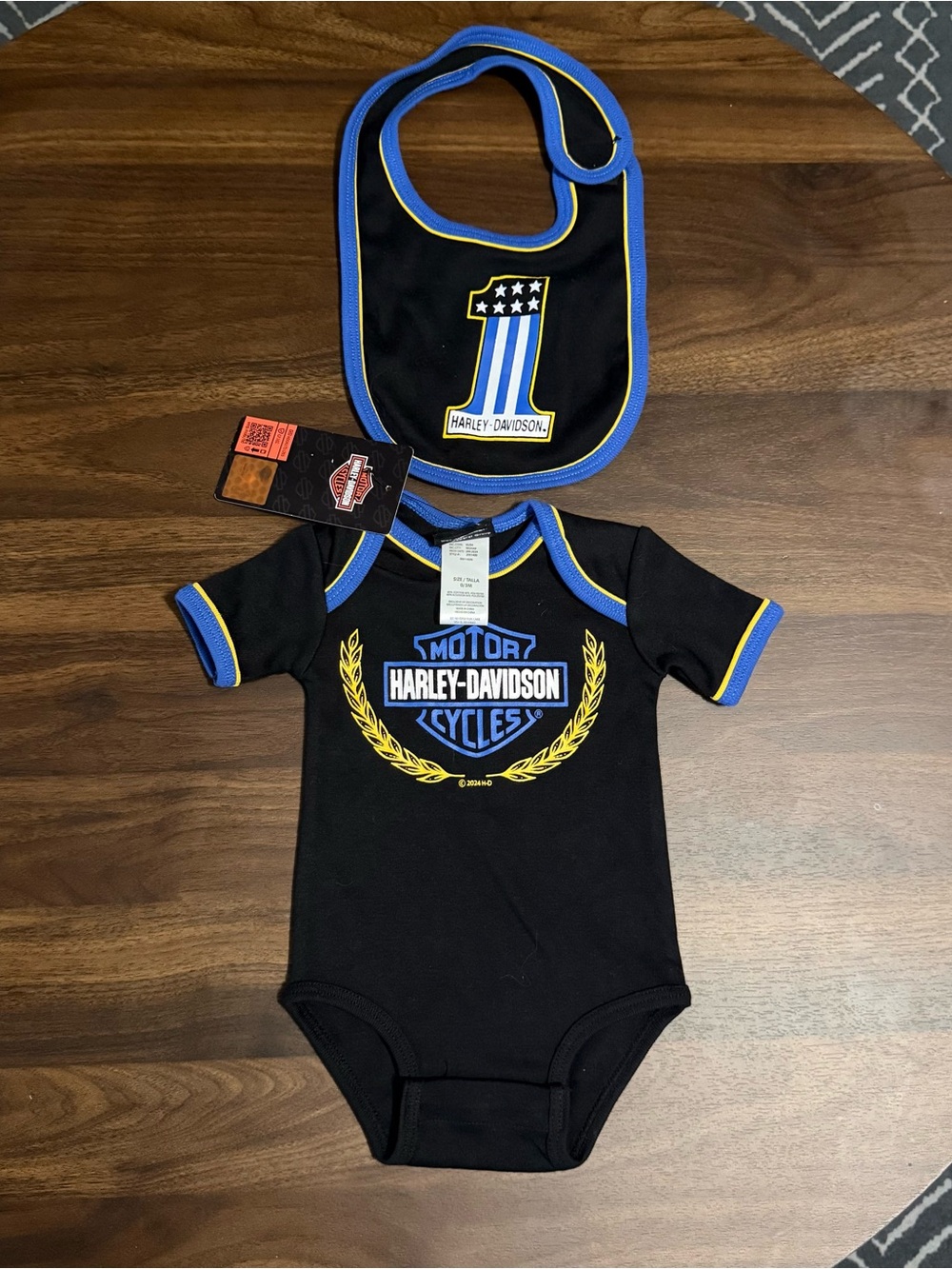 NWT Harley Davidson onesie and bib set